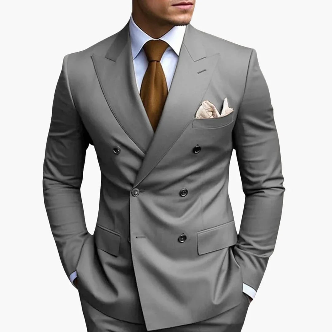 Double-Breasted Tailored Suit for Men - Formal Wedding Attire