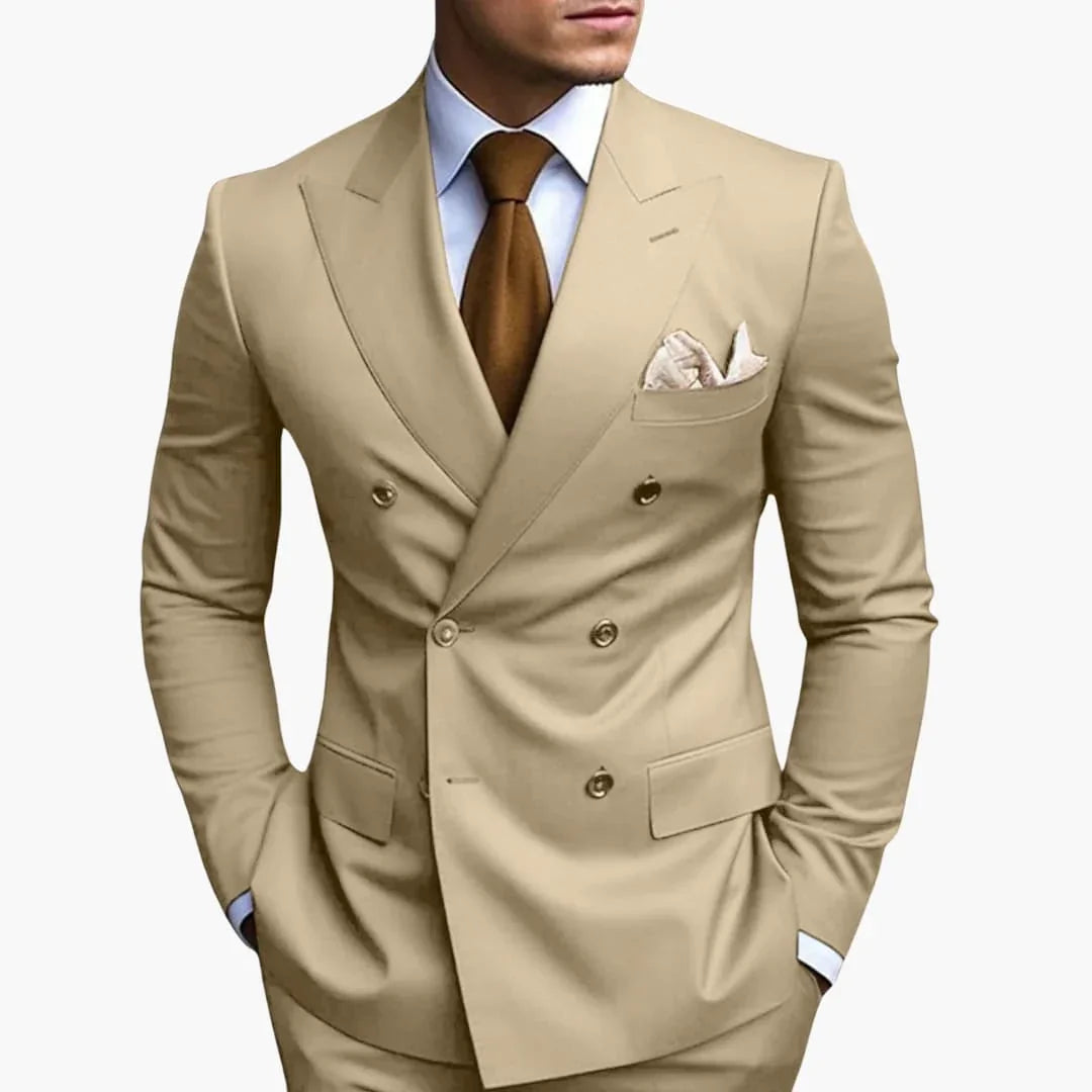 Double-Breasted Tailored Suit for Men - Formal Wedding Attire
