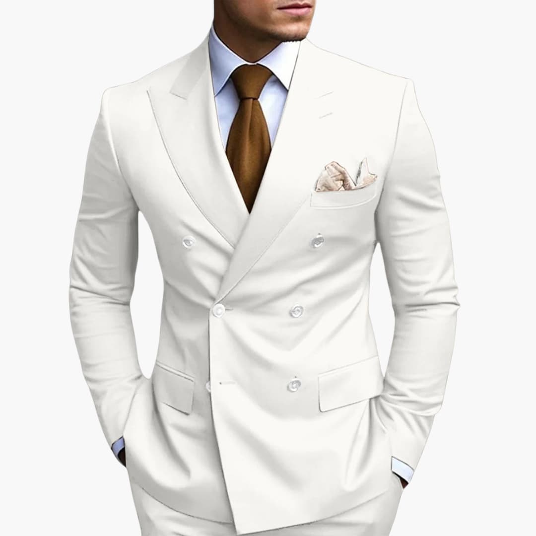 Double-Breasted Tailored Suit for Men - Formal Wedding Attire