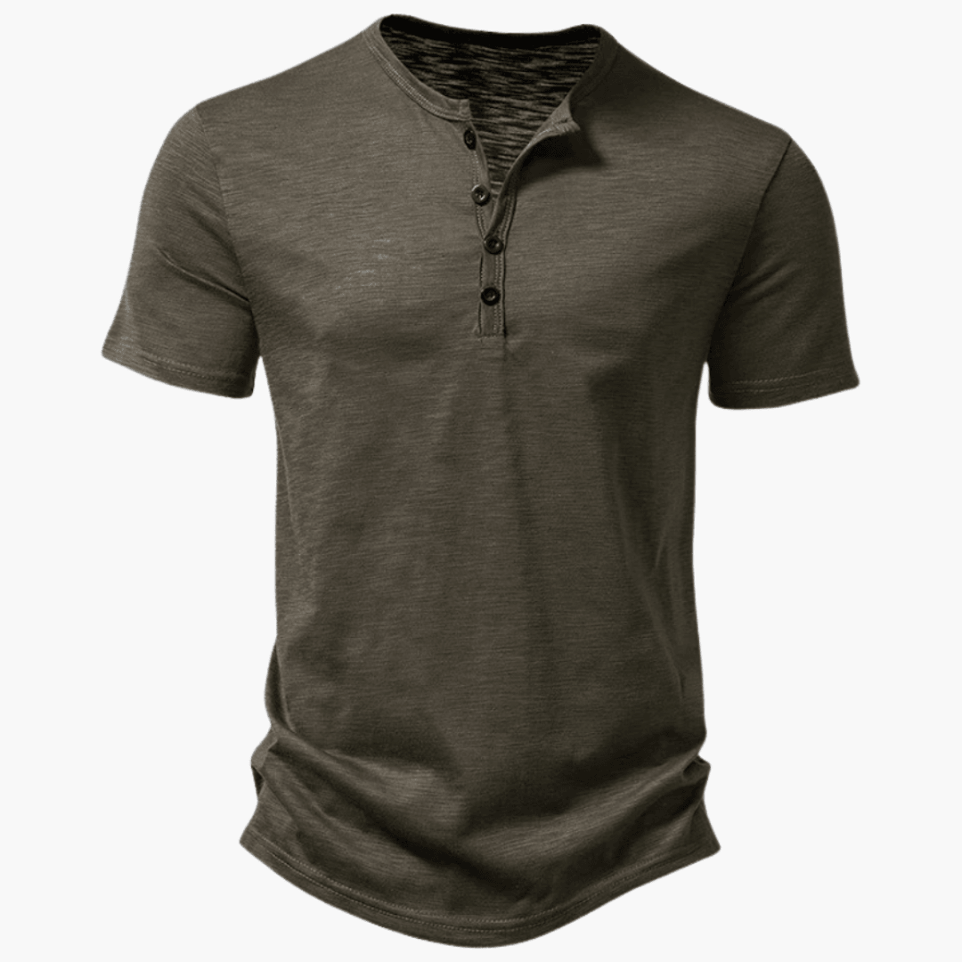 Casual Button Neck T-Shirt for Men - WardrobeVogue