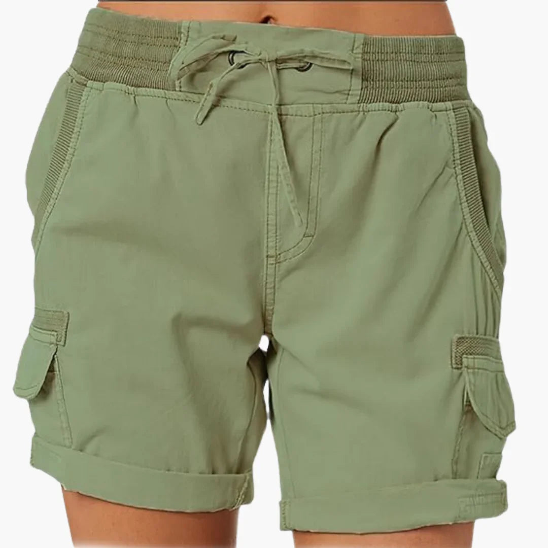 Women's Comfortable Cargo Shorts - Lightweight Stretch Waist