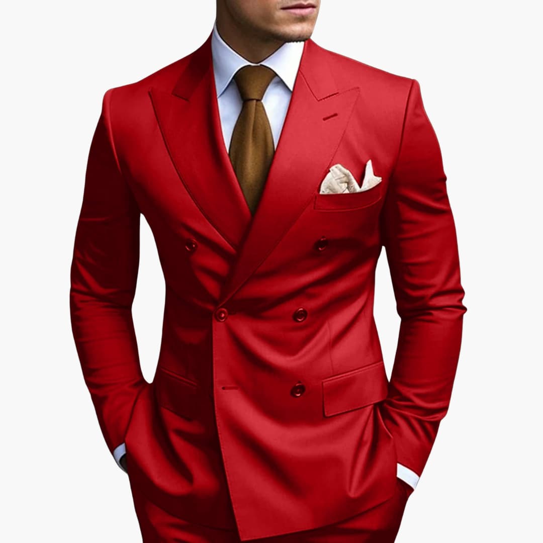 Double-Breasted Tailored Suit for Men - Formal Wedding Attire