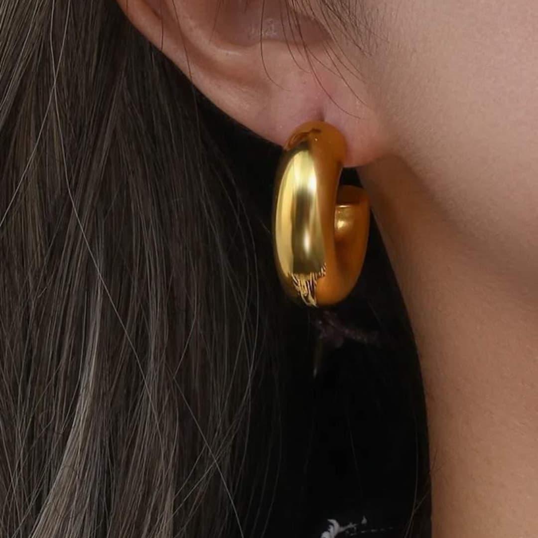 Bold Gold Chunky Hoops for Women - WardrobeVogue