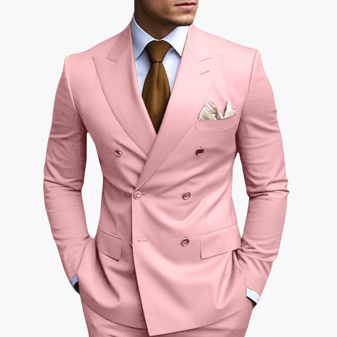 Double-Breasted Tailored Suit for Men - Formal Wedding Attire