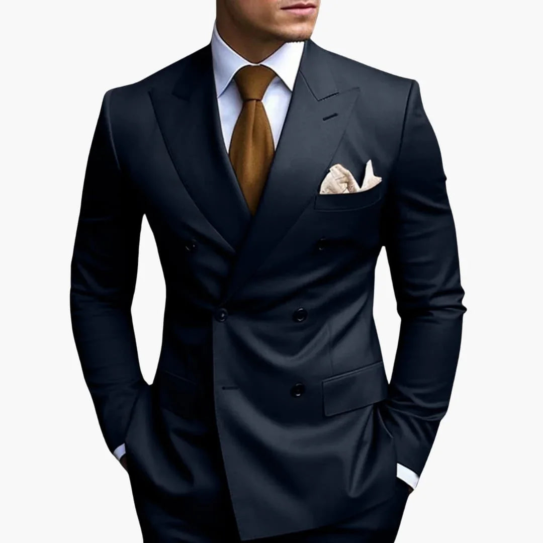 Double-Breasted Tailored Suit for Men - Formal Wedding Attire